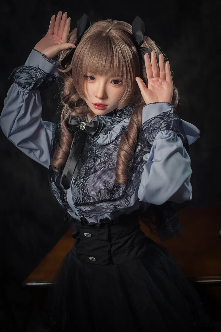 148cm (4ft10) B-Cup Gaya Gothic Lolita Silikon Anak Patung Seks Xiaorou, ROS Kepala #103B